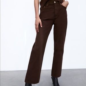 Zara Brown High Waisted Jeans